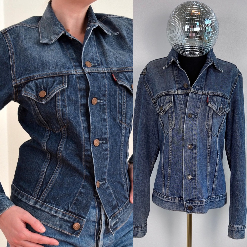 Vintage Levis Trucker Denim Jacket Dark Blue,‎ Men's Size Medium 90s Y2K 1997